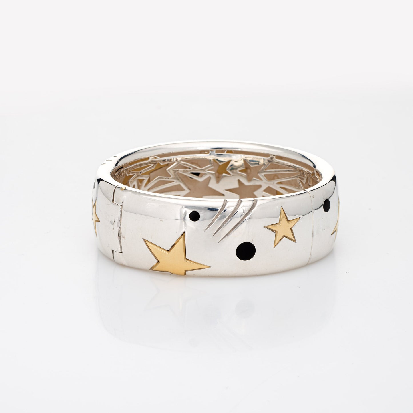 Michael Bondanza Star Bracelet Estate Sterling Silver 18k Yellow Gold Bangle