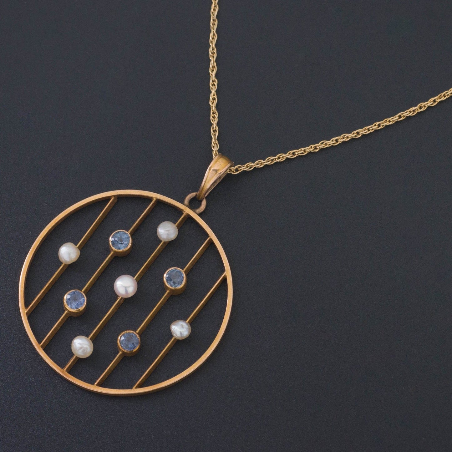 Antique Edwardian Sapphire & Pearl Pendant | 14k Gold Pendant with Optional 14k Chain