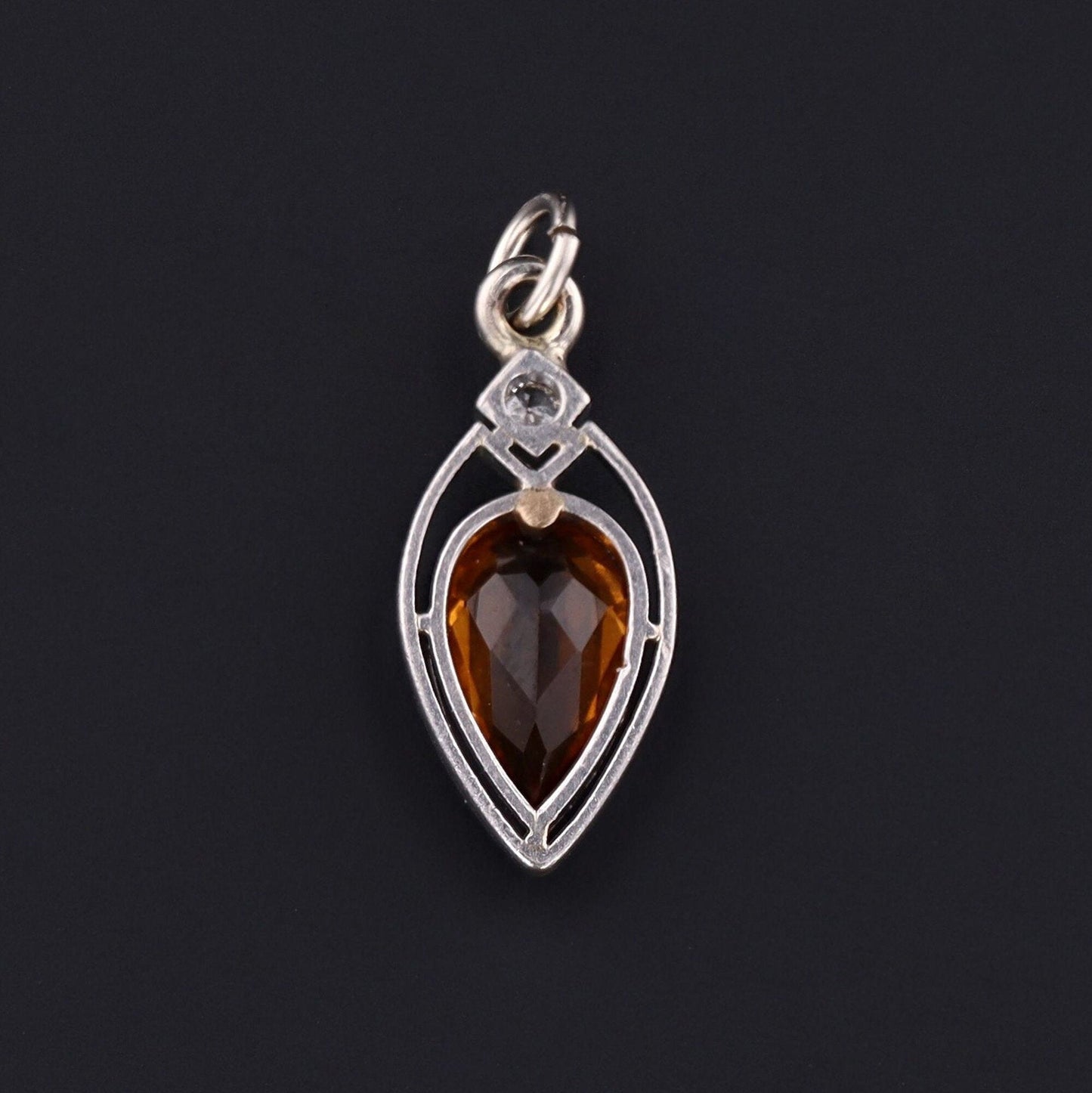 Antique Citrine & Diamond Charm | Platinum Charm
