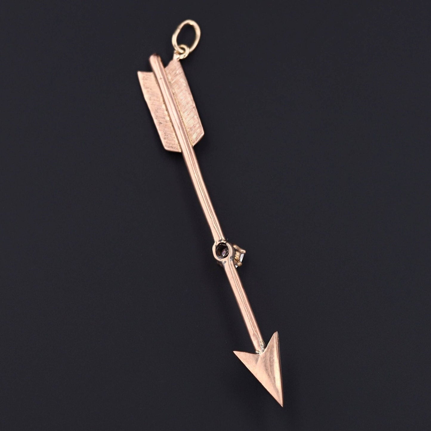 Antique Diamond Arrow Pendant | 14k Gold and Platinum Pendant