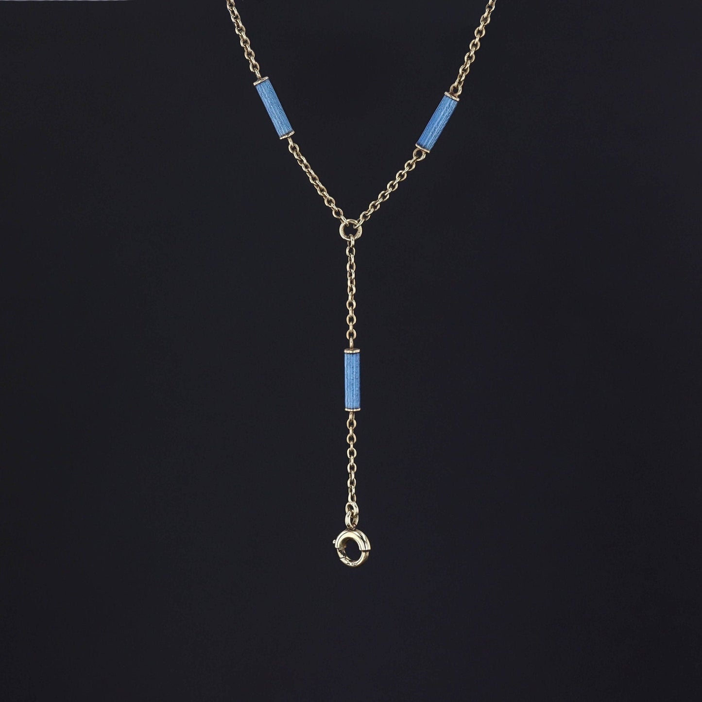 Antique Enamel Chain Necklace of 14k Gold