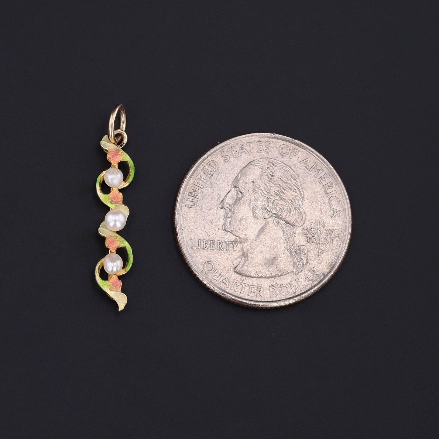 Antique Enamel and Pearl Conversion Pendant of 14k Gold
