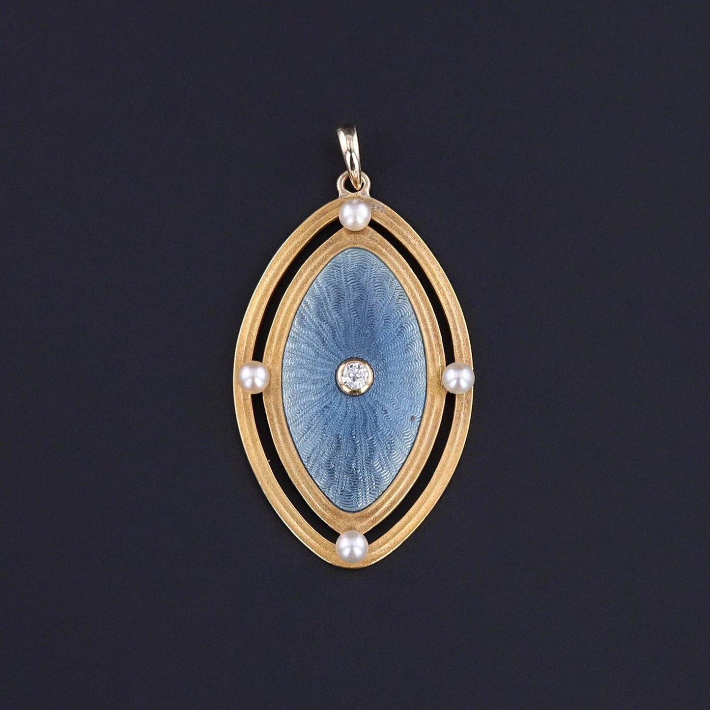 Antique Enamel Conversion Pendant of 14k Gold