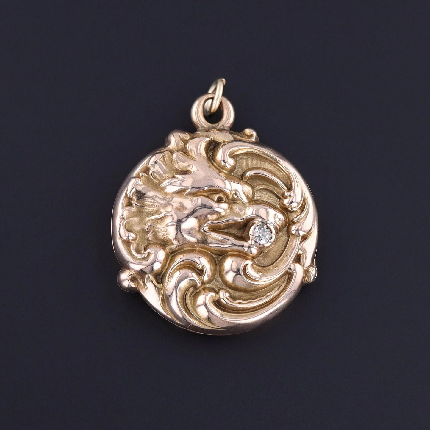 Antique Dragon Locket of 10k Gold