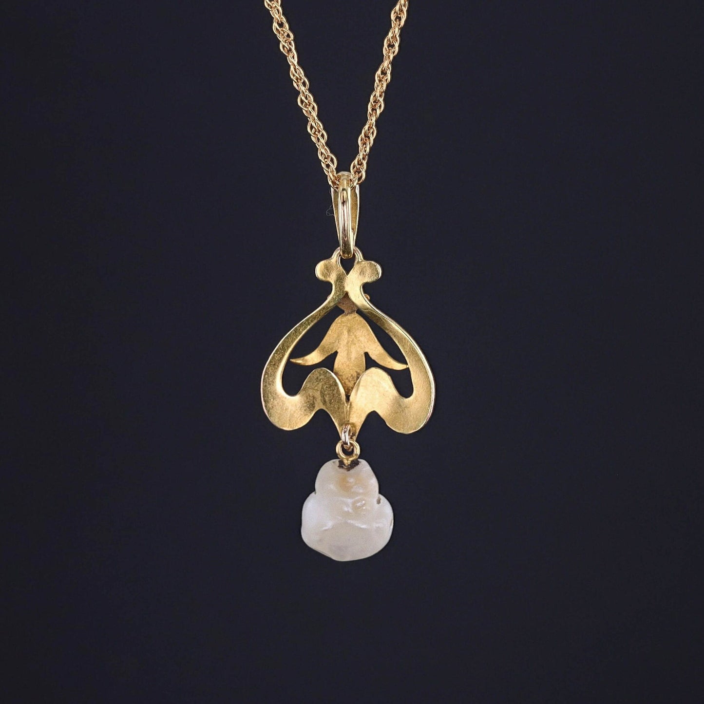 Antique Enamel and Pearl Pendant of 14k Gold