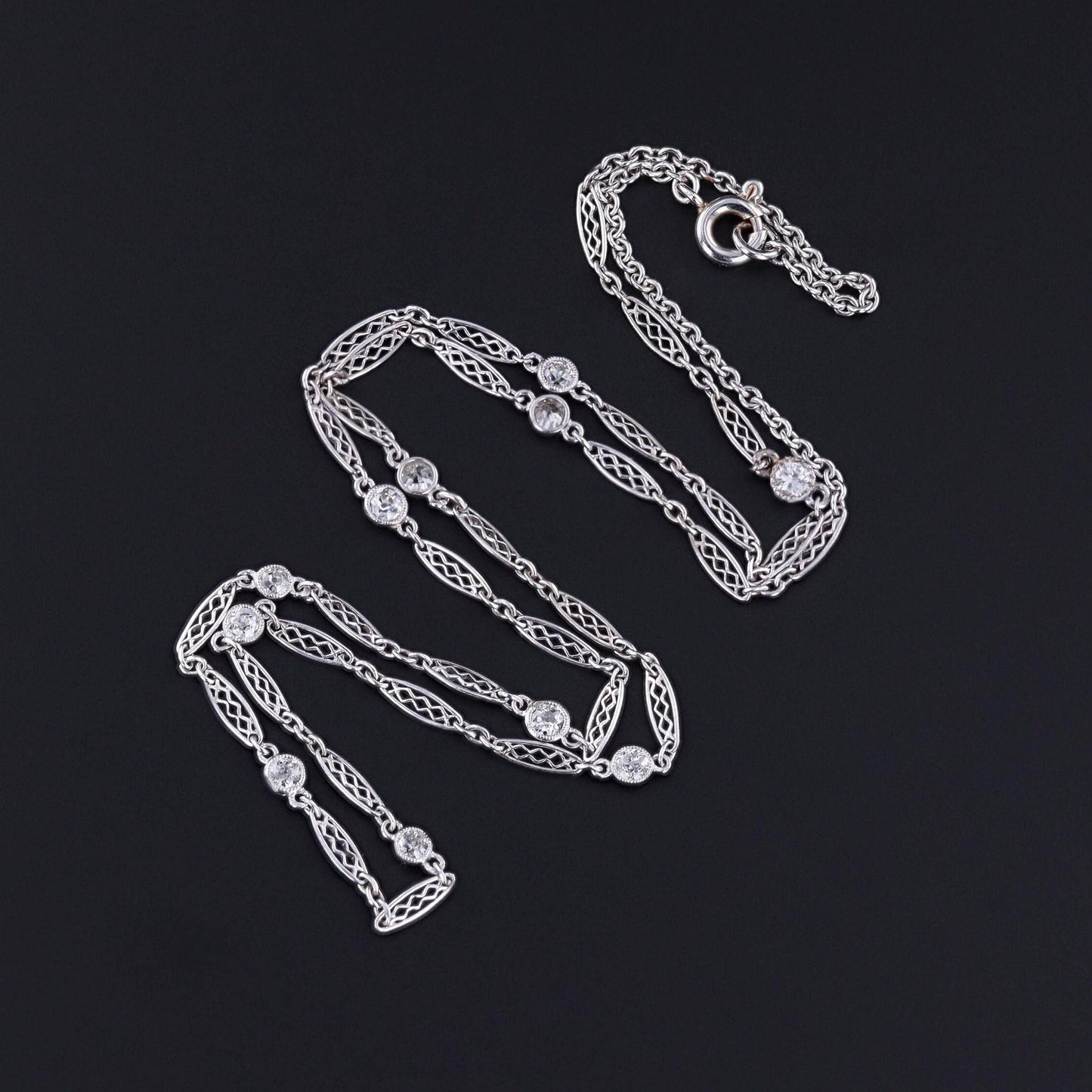 Antique Edwardian Platinum and Diamond Chain