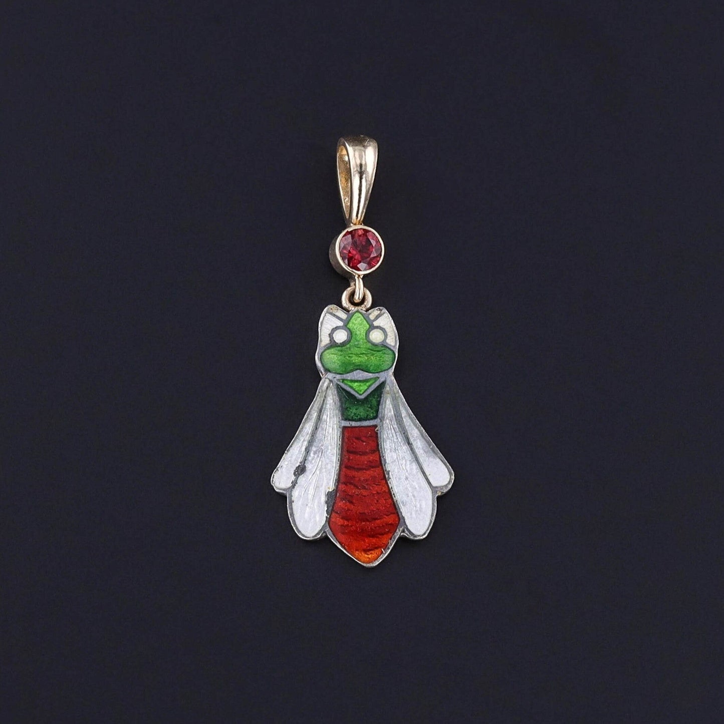 Antique Enamel and Garnet Bug Pendant