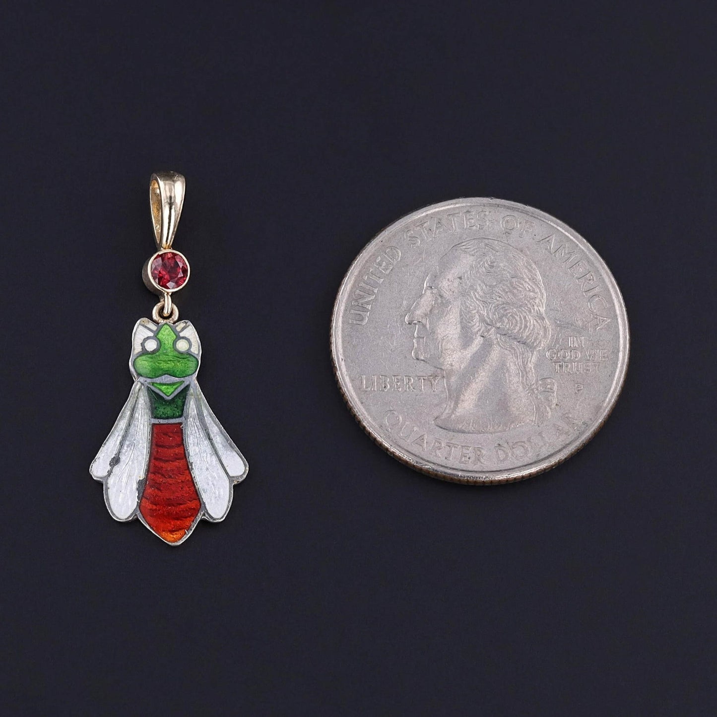 Antique Enamel and Garnet Bug Pendant