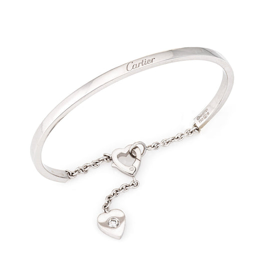 Cartier Mon Amour Diamond Bracelet Sz 15 Estate 18k White Gold Signed Jewelry