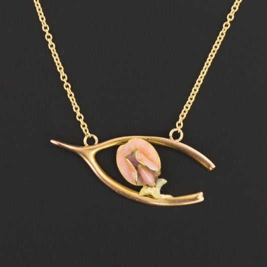 Antique Enamel Conversion Necklace of 14k Gold