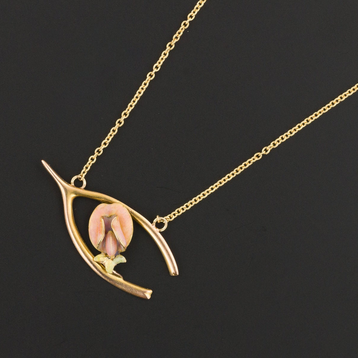 Antique Enamel Conversion Necklace of 14k Gold