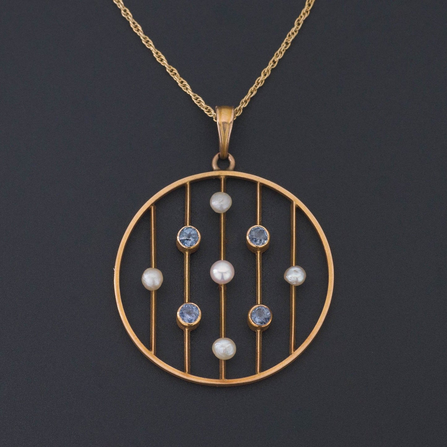 Antique Edwardian Sapphire & Pearl Pendant | 14k Gold Pendant with Optional 14k Chain