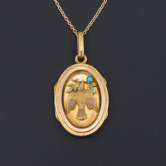 Antique Dove Locket | Dove Holding Olive Branch Locket