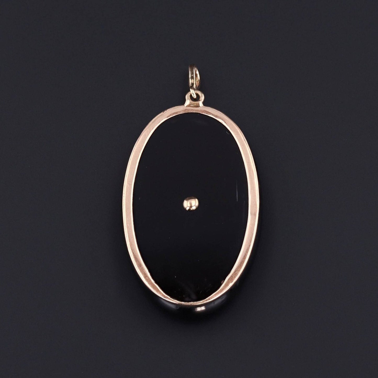 Antique Enamel Butterfly on Onyx Pendant of 14k Gold