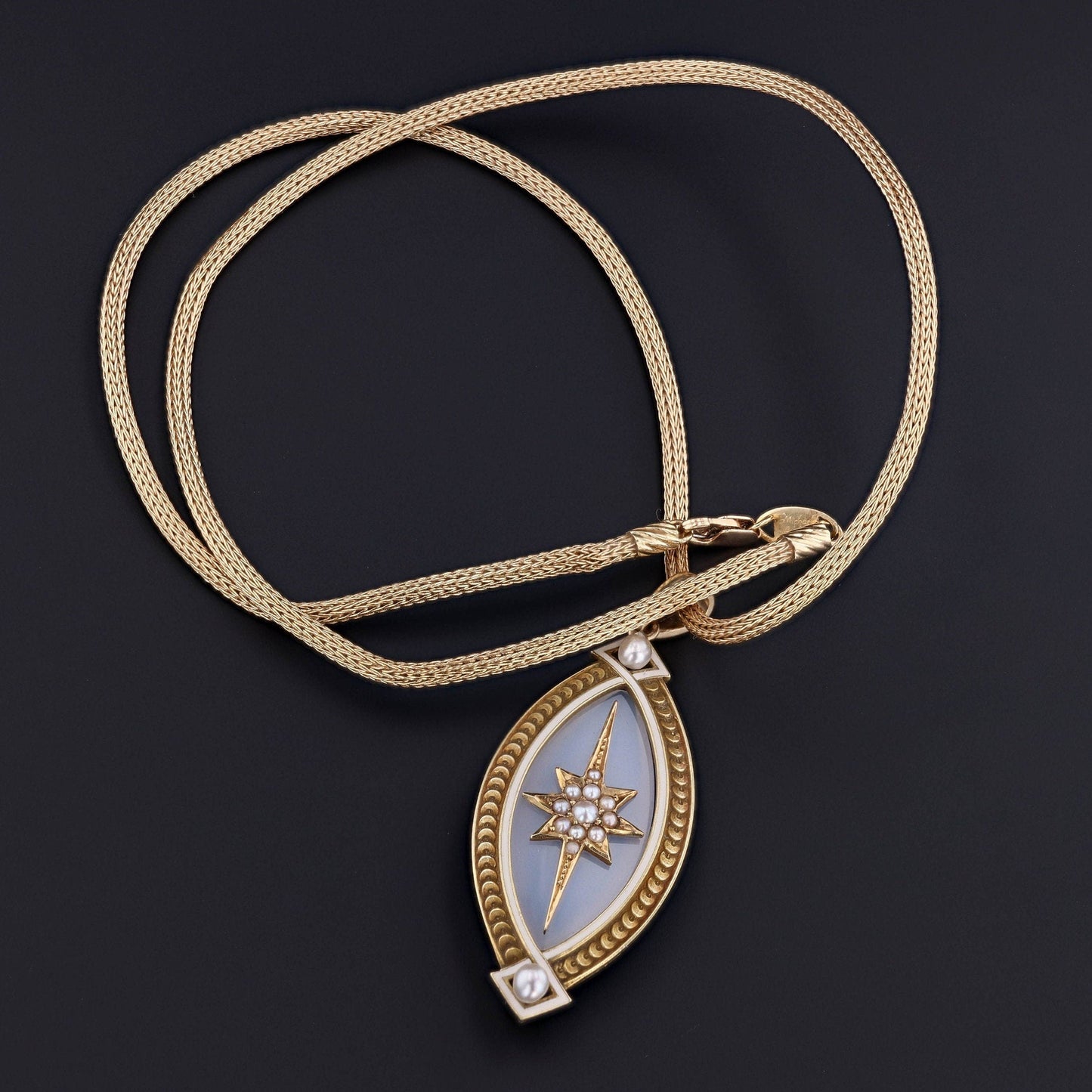 Antique Chalcedony & Pearl Pendant | Edwardian Pendant