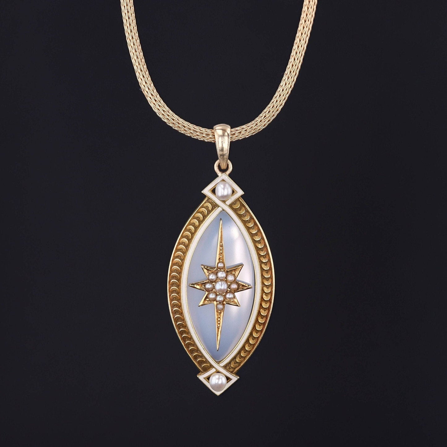Antique Chalcedony & Pearl Pendant | Edwardian Pendant