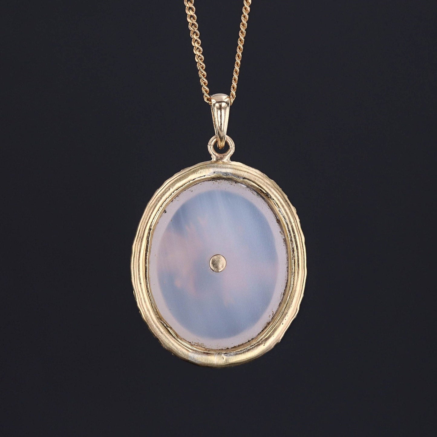 Antique Chalcedony Insect Conversion Pendant of 14k Gold