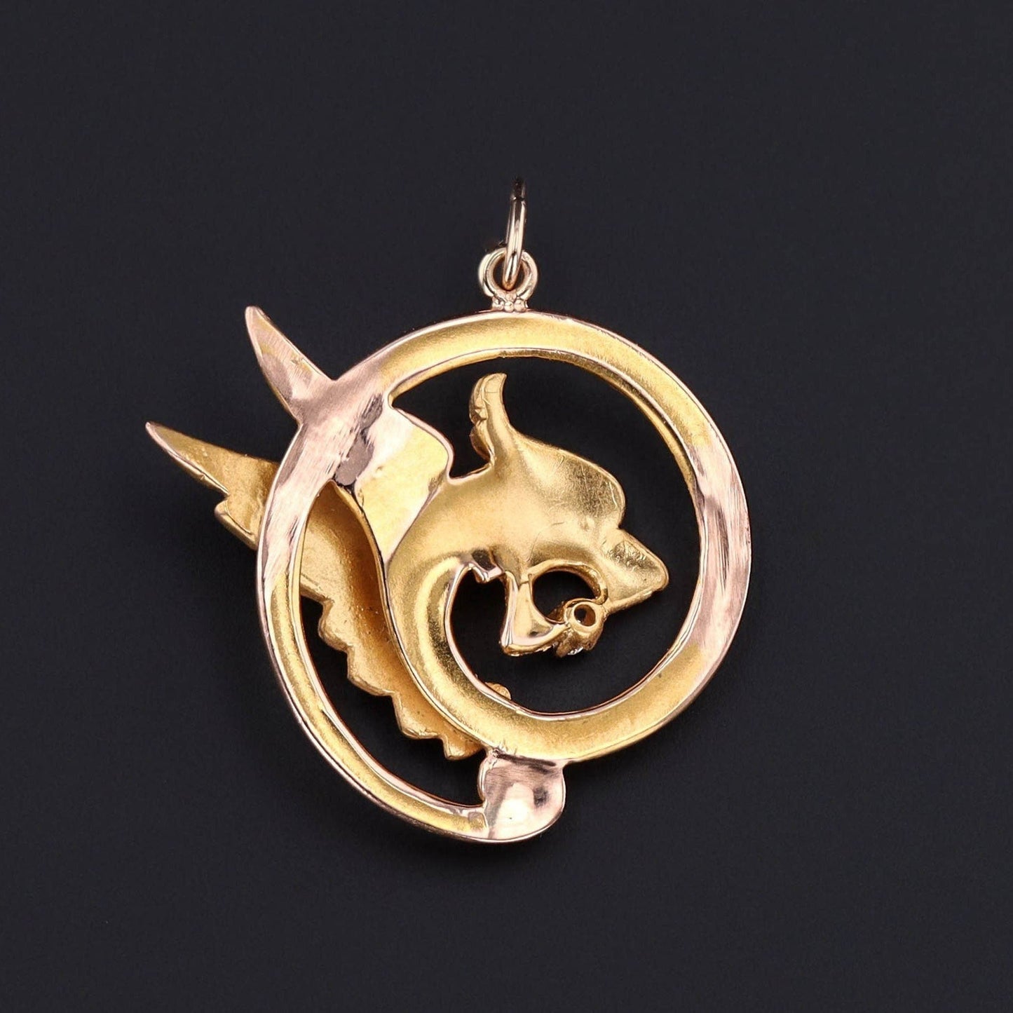 Antique Dragon Conversion Pendant of 14k Gold