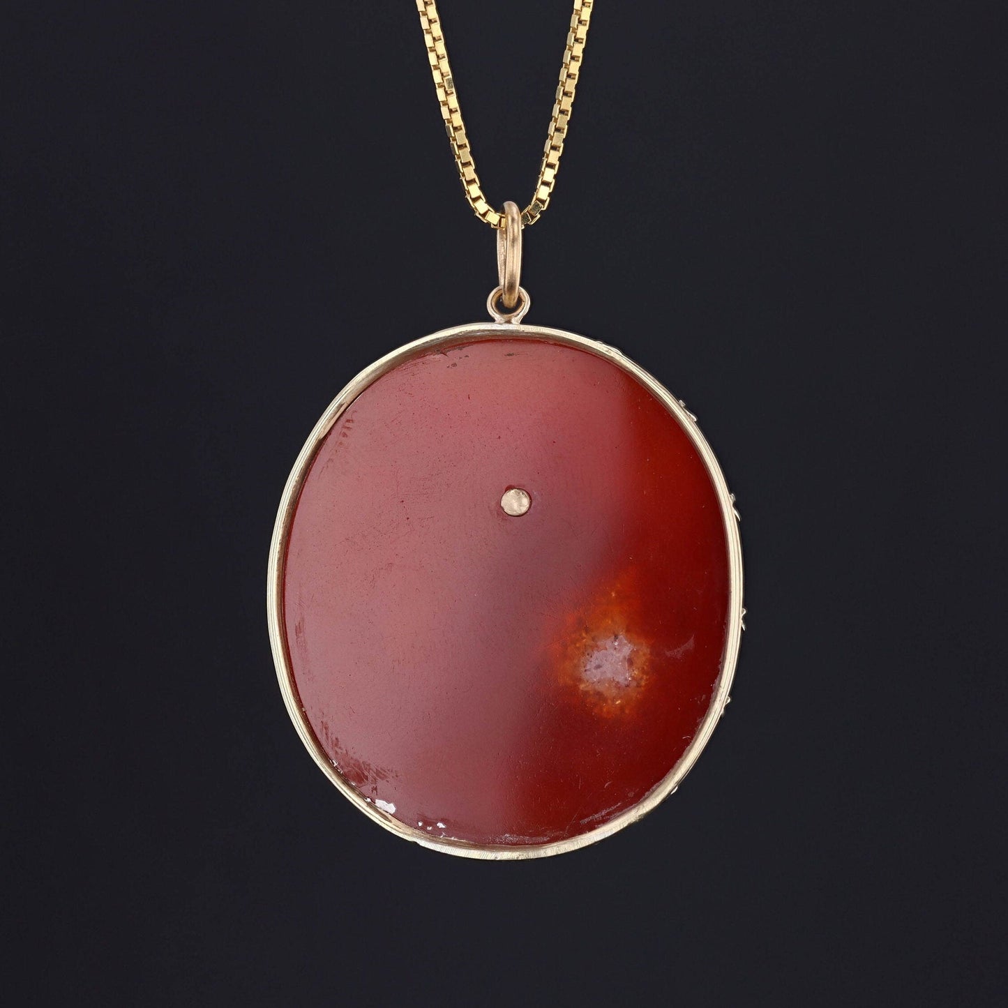 Antique Dragon Necklace | 14k Gold, Carnelian & Diamond