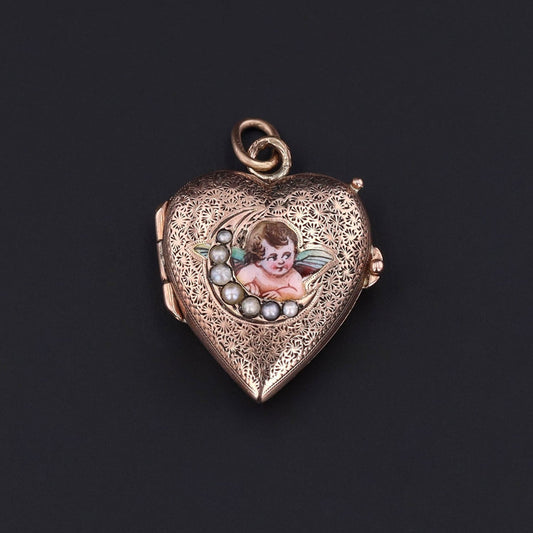 Antique Cherub Locket of Gold