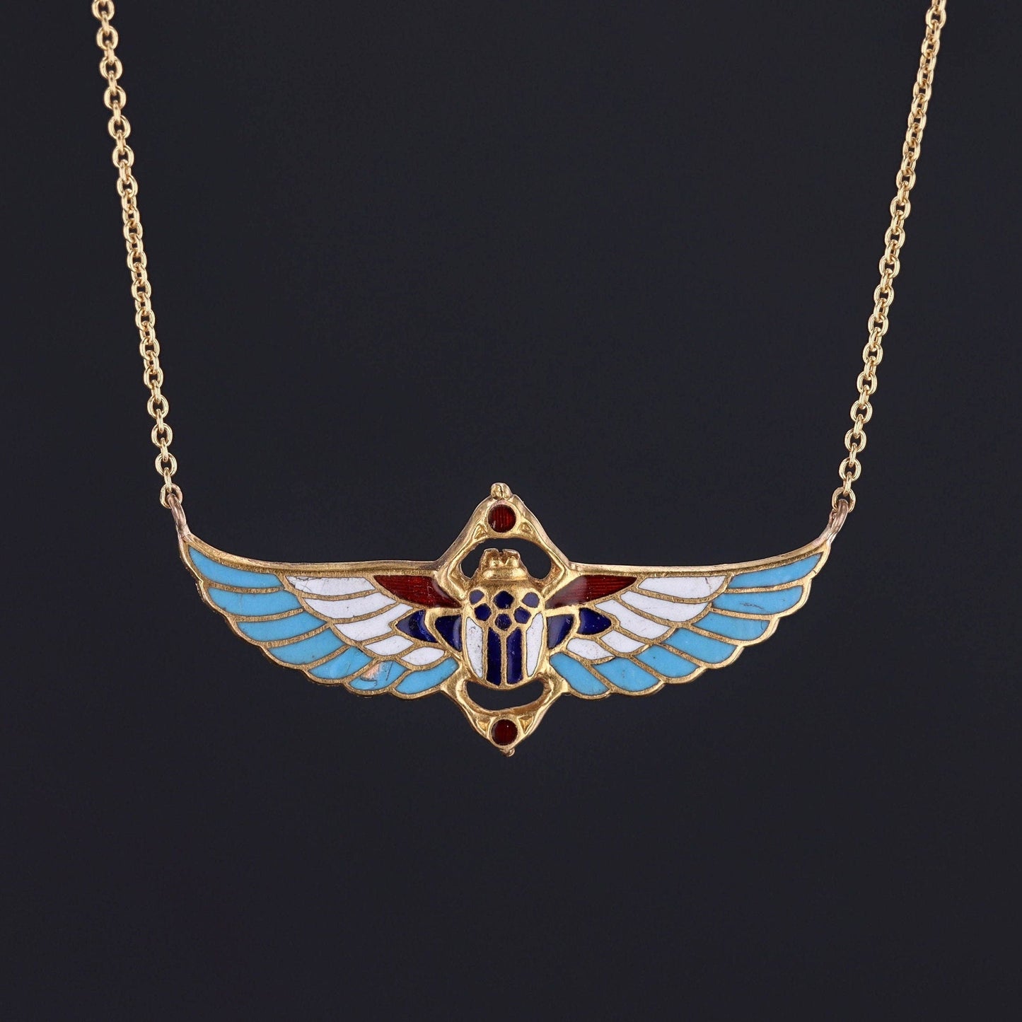 Antique Egyptian Revival Enamel Conversion Necklace
