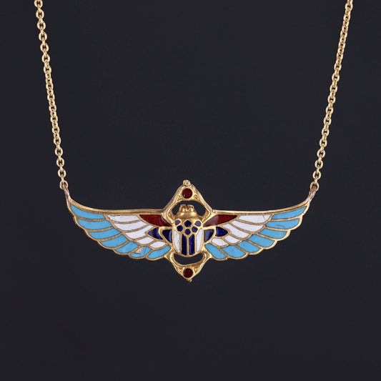 Antique Egyptian Revival Enamel Conversion Necklace