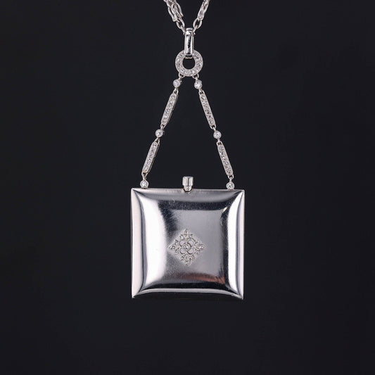 Antique Diamond Locket Necklace of Platinum