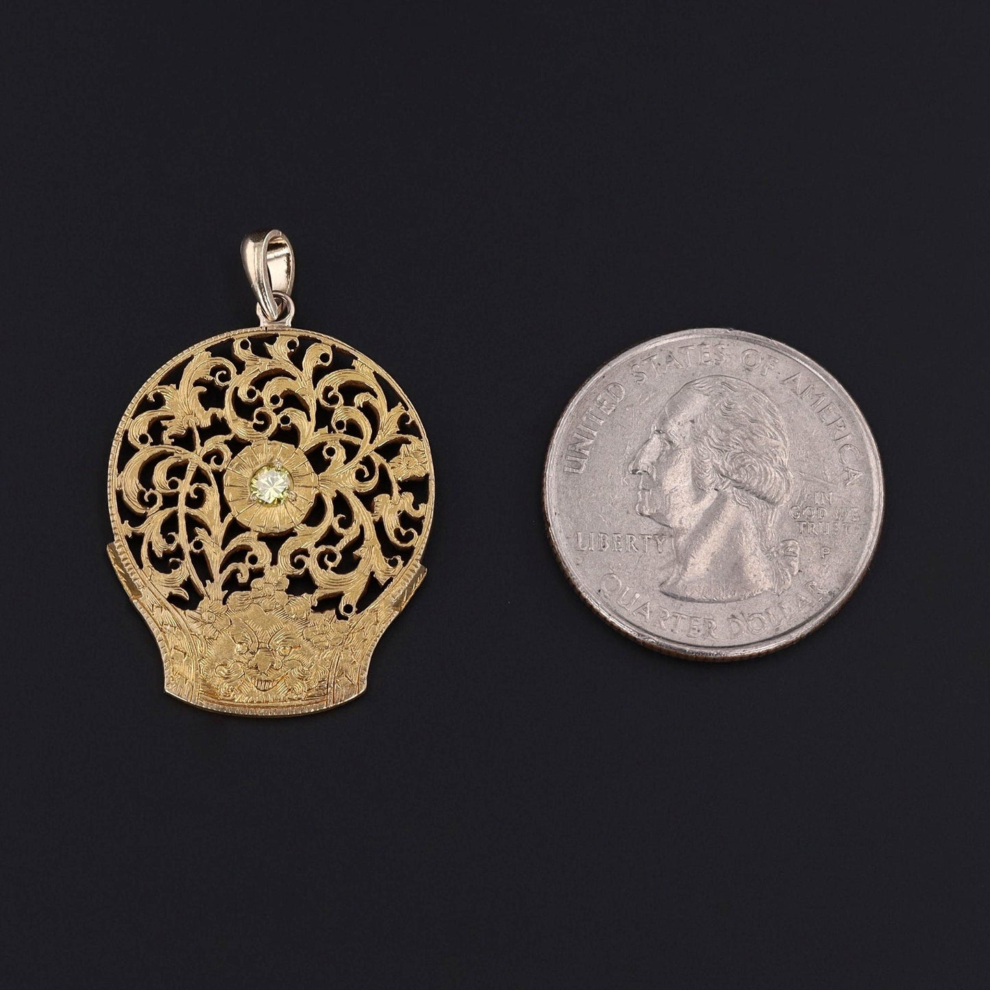 Antique Diamond Watchcock Conversion Pendant of 14k Gold
