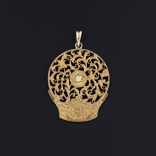 Antique Diamond Watchcock Conversion Pendant of 14k Gold