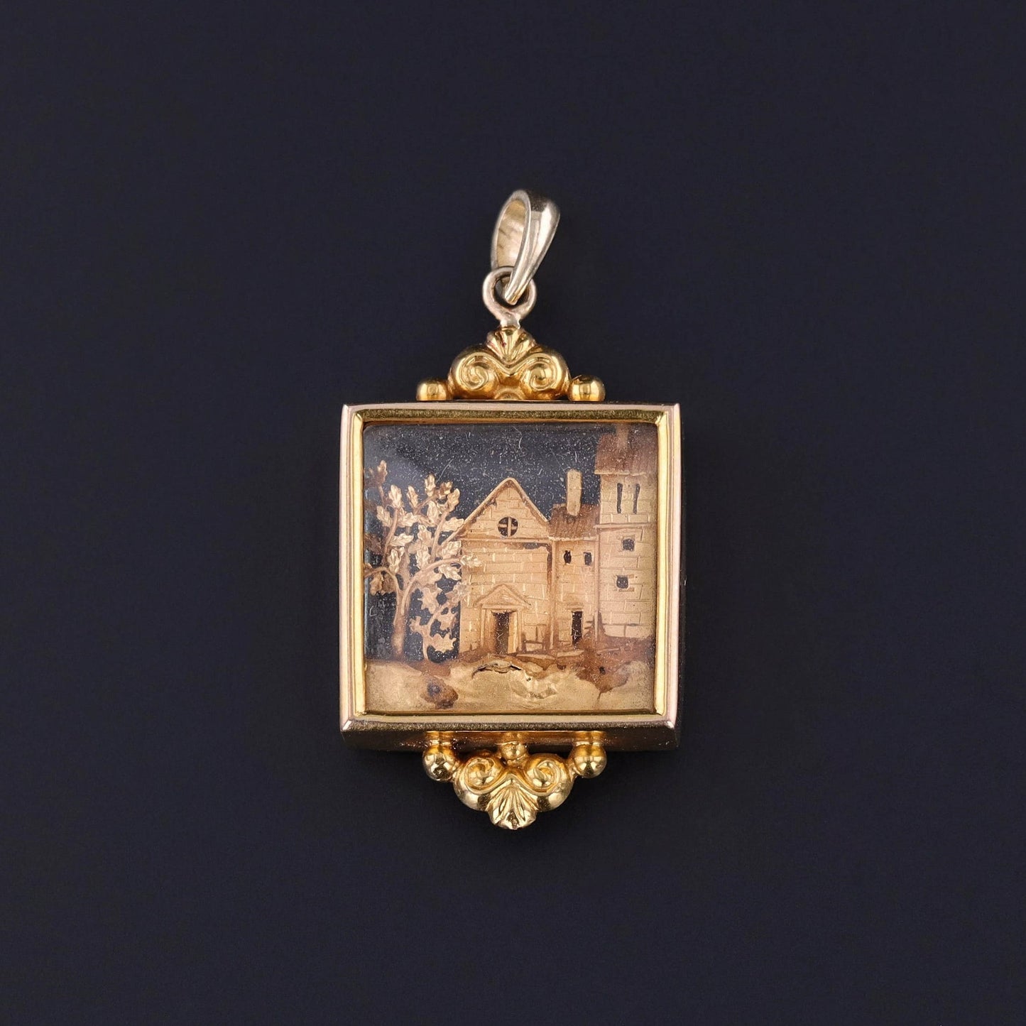 Antique Diorama Conversion Pendant of 18k Gold