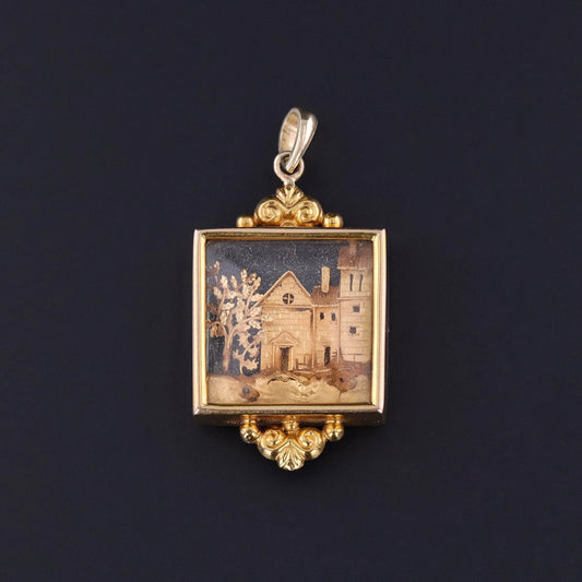 Antique Diorama Conversion Pendant of 18k Gold
