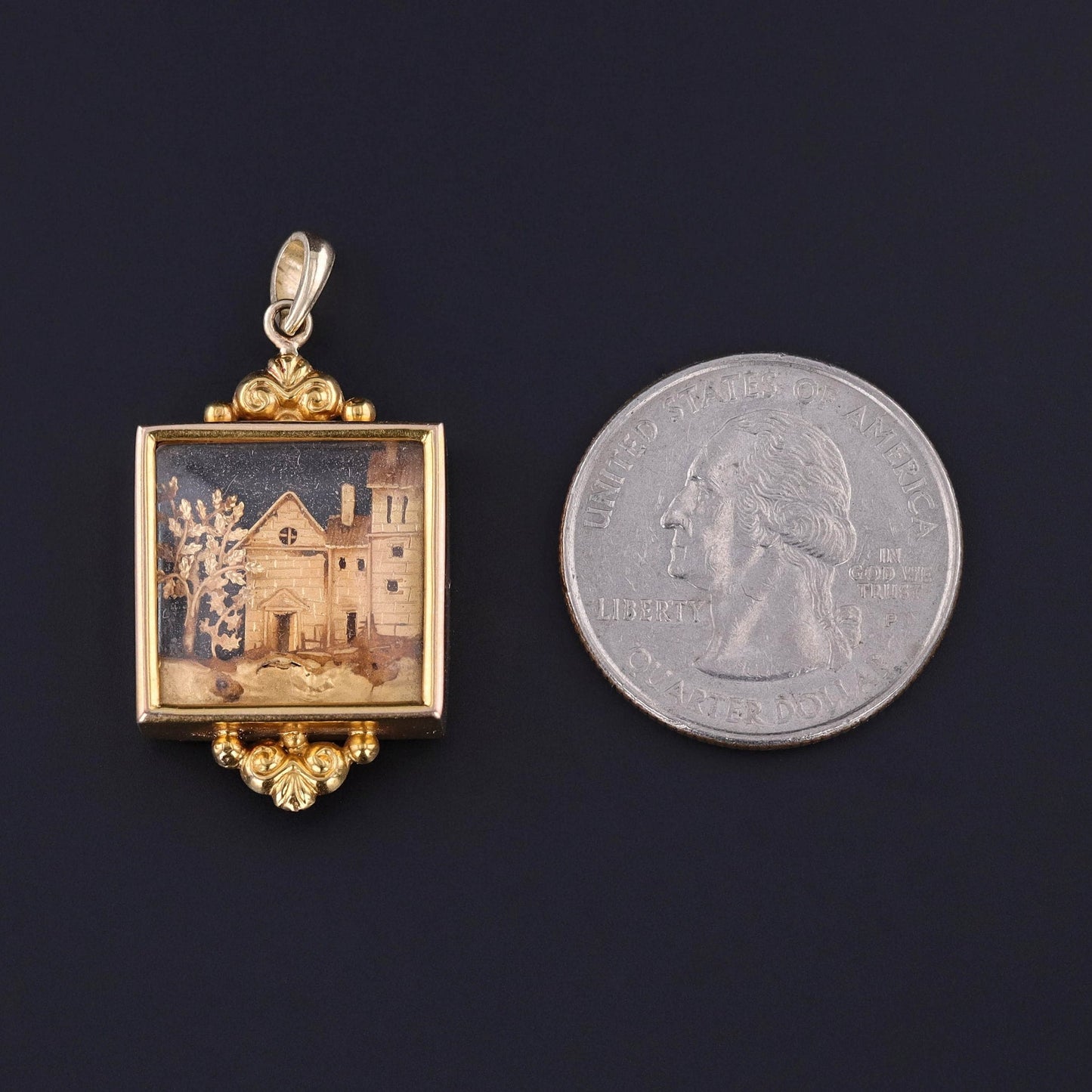 Antique Diorama Conversion Pendant of 18k Gold