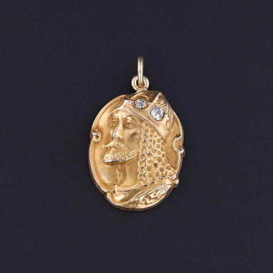 Antique Diamond Knight Conversion Charm of 14k Gold