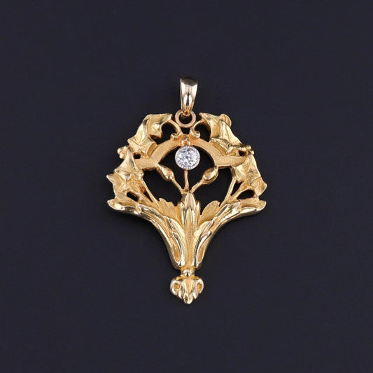 Antique Diamond Bouquet Pendant of 14k Gold