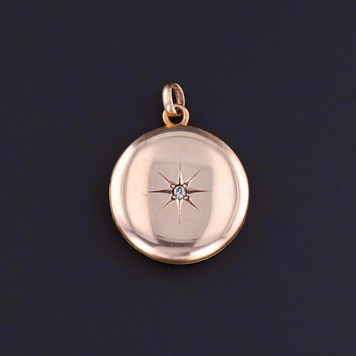 Antique Diamond Star Locket of 10k Gold