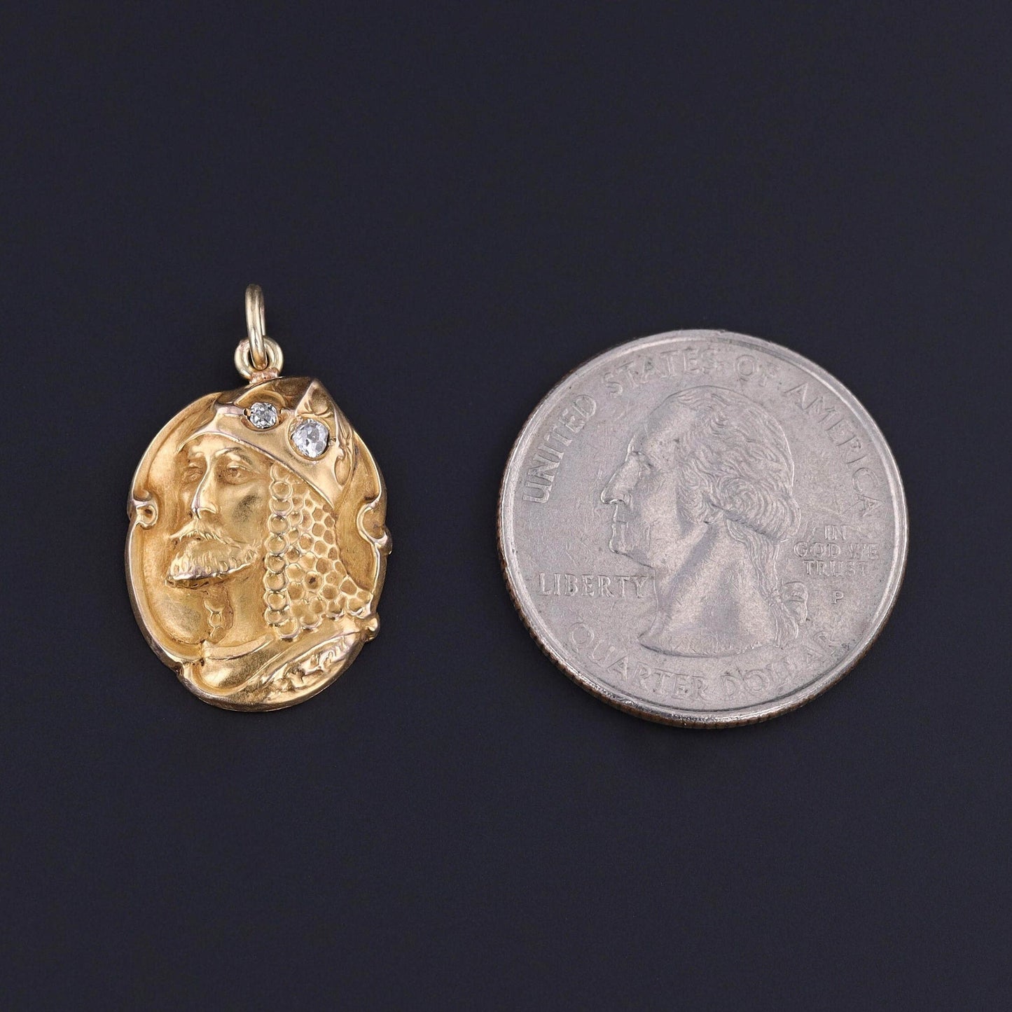 Antique Diamond Knight Conversion Charm of 14k Gold