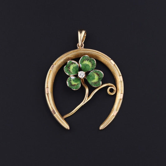 Antique Clover and Horseshoe Conversion Pendant of 10k Gold