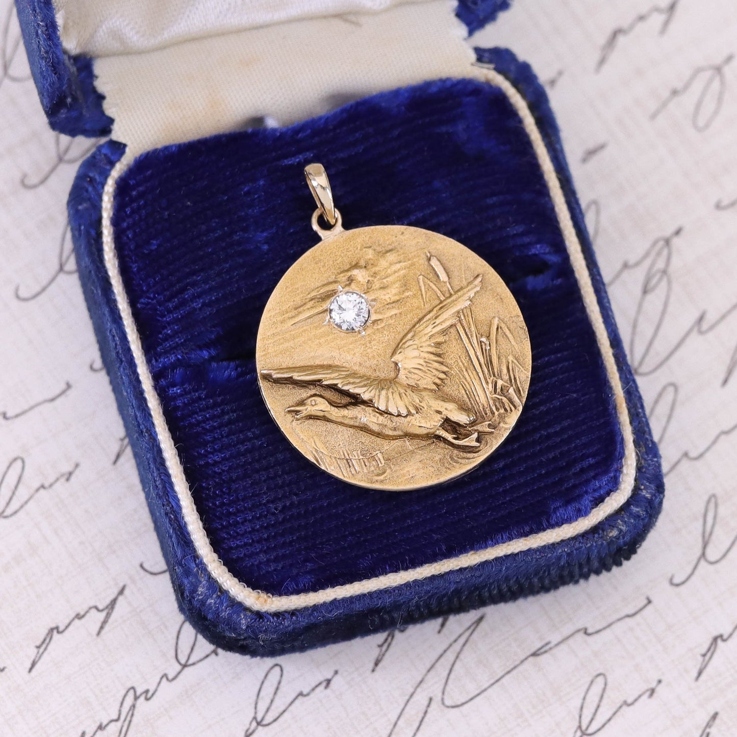Antique Diamond Duck Conversion Pendant of 14k Gold