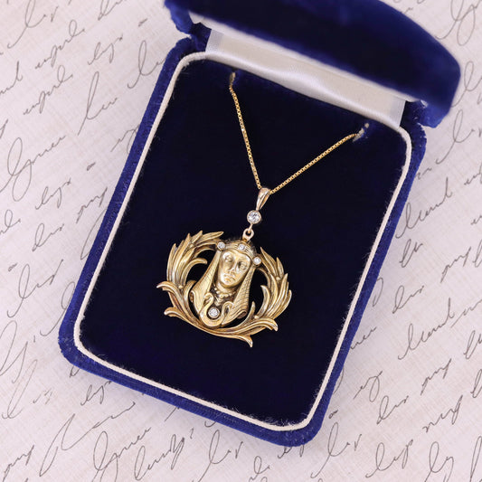 Antique Diamond Pharaoh Conversion Necklace of 14k Gold