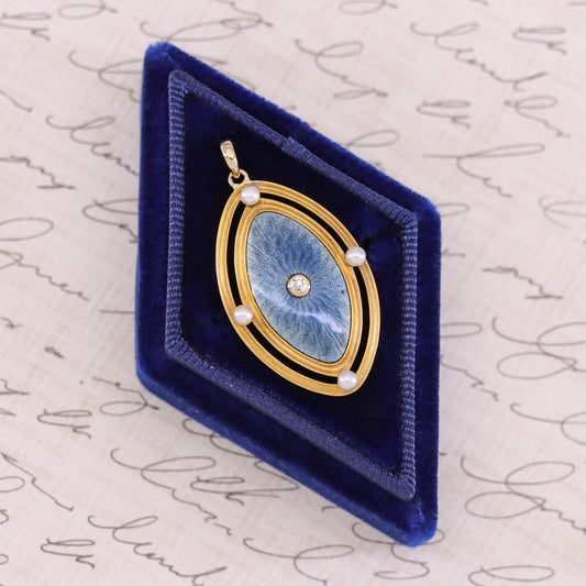 Antique Enamel Conversion Pendant of 14k Gold