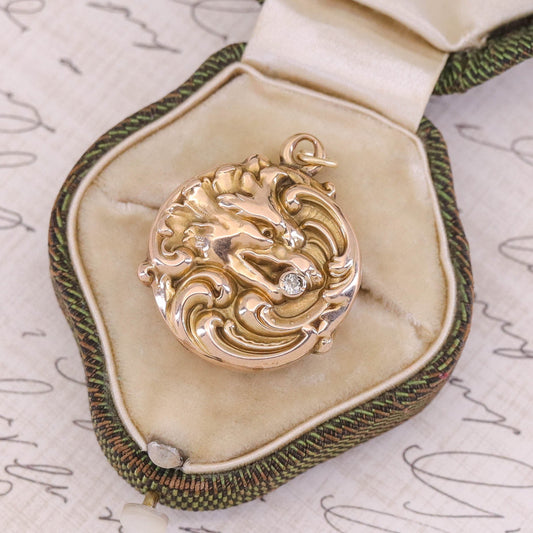 Antique Dragon Locket of 10k Gold
