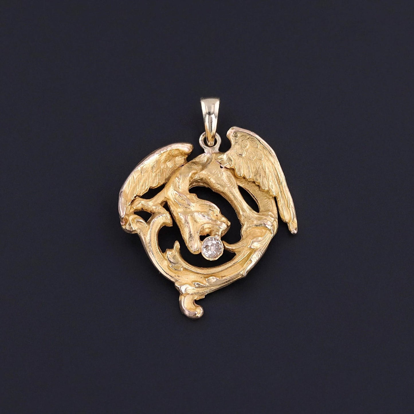 Antique Dragon Pendant of 18k Gold