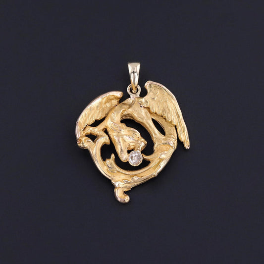 Antique Dragon Pendant of 18k Gold