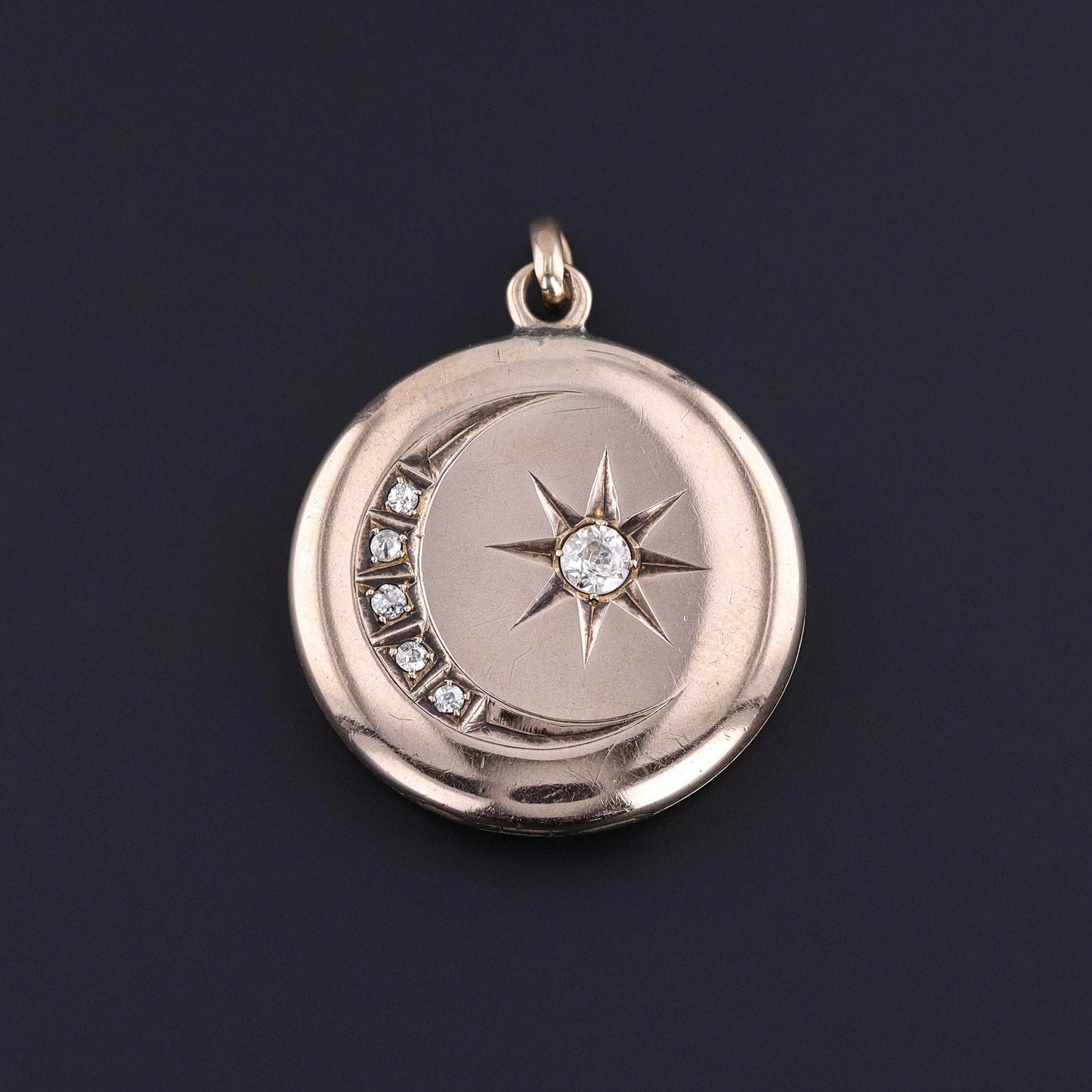 Antique Diamond Crescent Locket of 9ct Gold