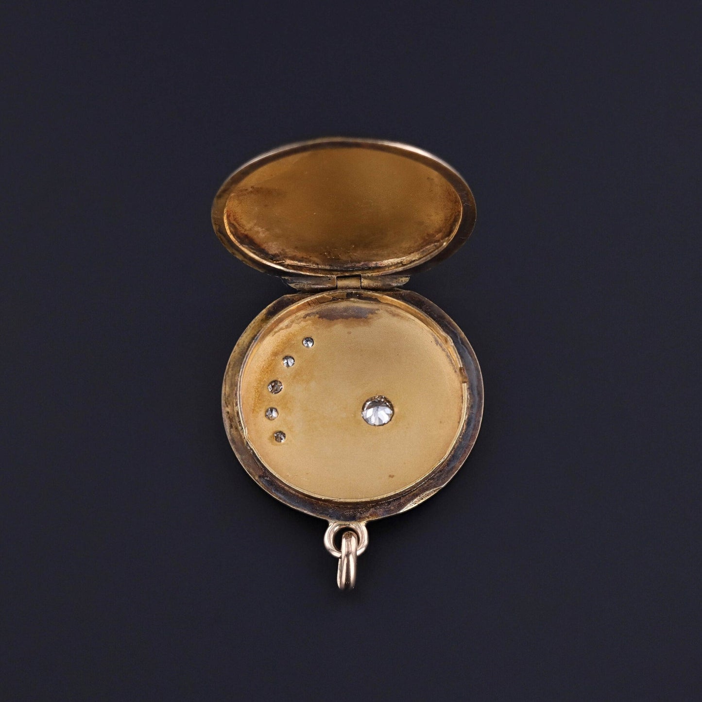 Antique Diamond Crescent Locket of 9ct Gold