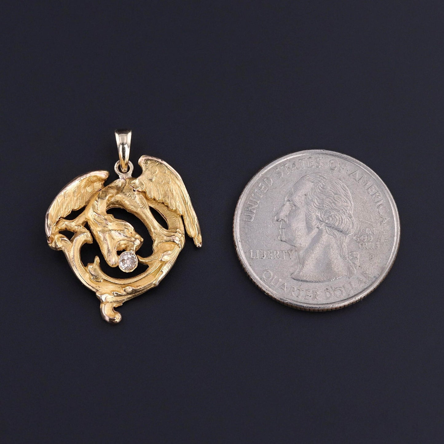 Antique Dragon Pendant of 18k Gold