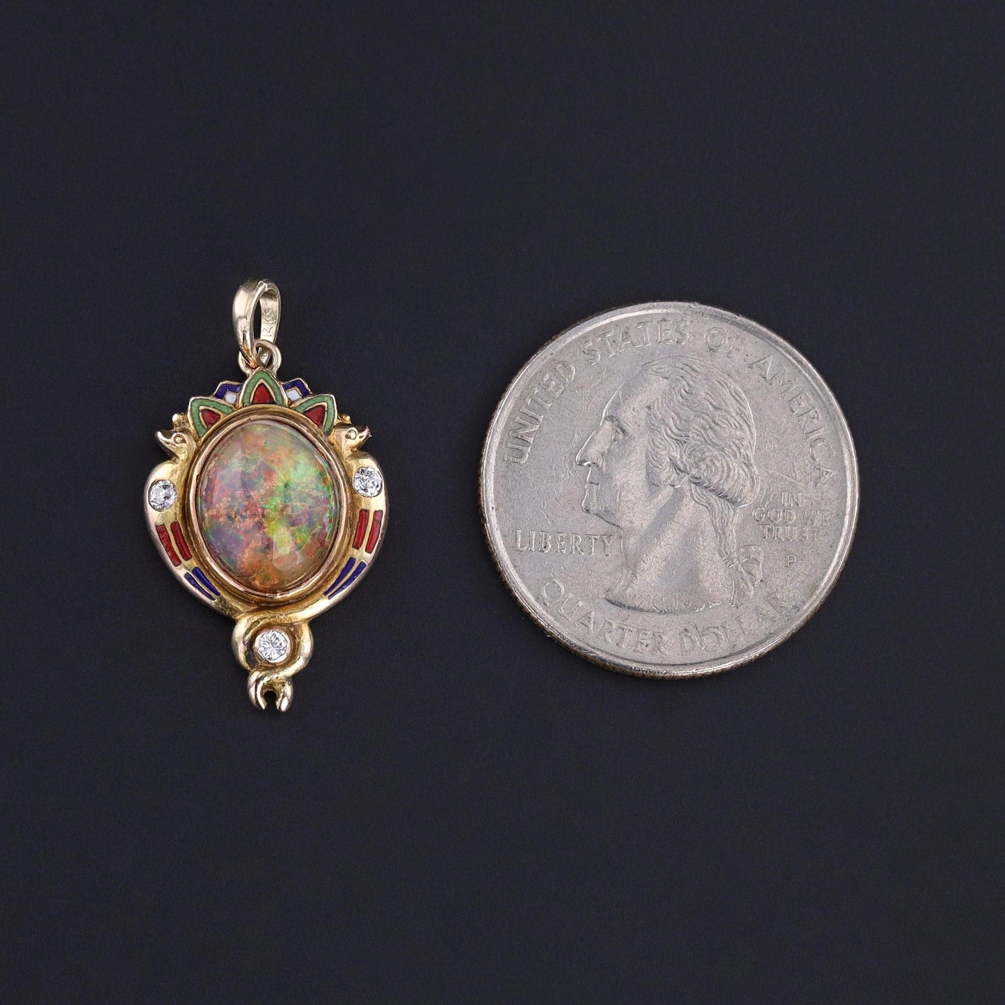 Antique Egyptian Revival Opal Pendant of 14k Gold