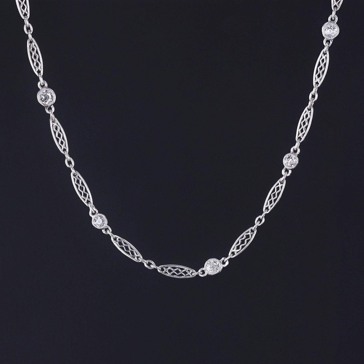 Antique Edwardian Platinum and Diamond Chain