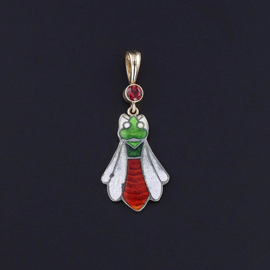 Antique Enamel and Garnet Bug Pendant