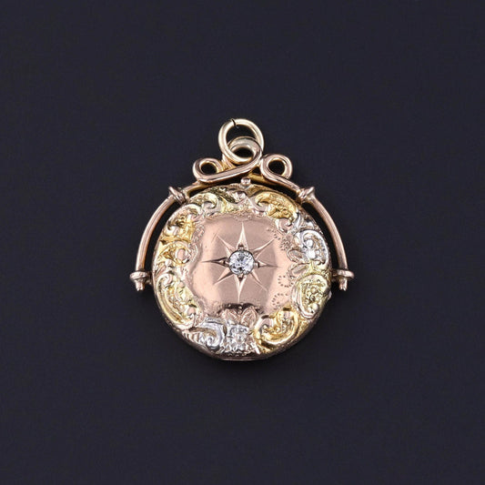 Antique Diamond Locket of Tri-Color Gold